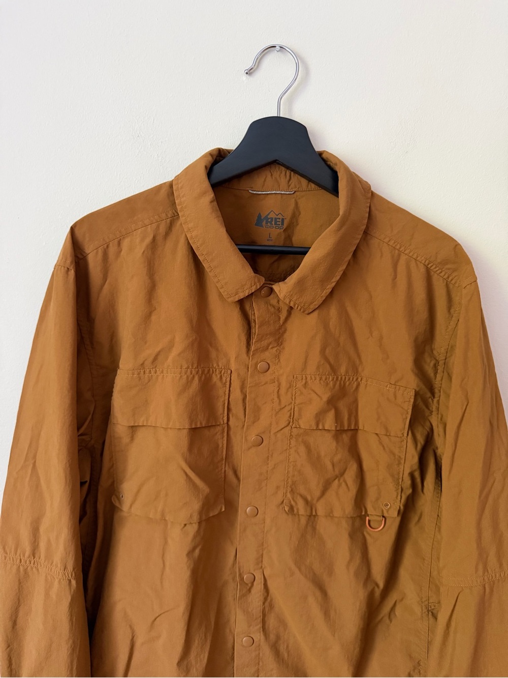 REI Co-op Mens L Rust Orange Utility Hiking Long Sleeve Mesh Vented Nylon Shirt - Picture 4 of 8